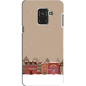 Новогодние, Праздничные Чехлы для Samsung A8, A8 2018, A530F - 2024 год (Зимний город)