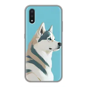 Чехол с Хаски для Samsung Galaxy A01 - (AlphaPrint) (Хаски арт)