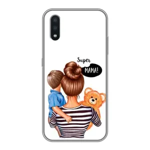 Чехол с печатью для Samsung Galaxy A01 - (Мама с ребенком) (AlphaPrint) (Мама с сыном)
