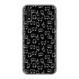 Чехол с принтом для Samsung Galaxy A01 (AlphaPrint) Модные коты (Меленькие котики)