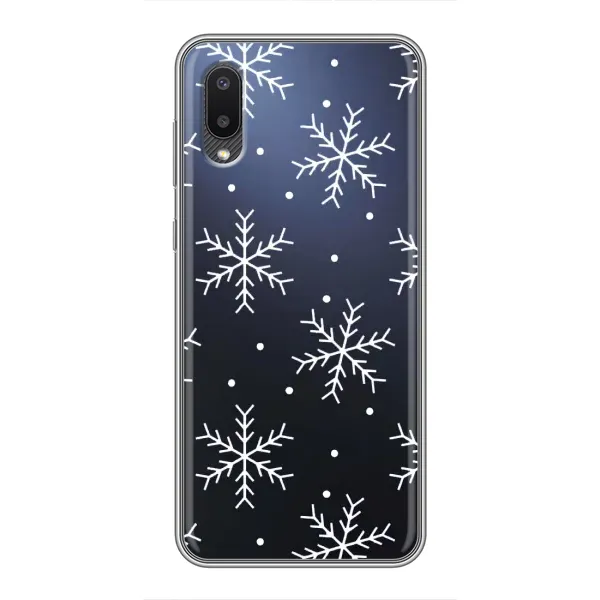Чехол с принтом «Белые снежинки» для Samsung Galaxy A02