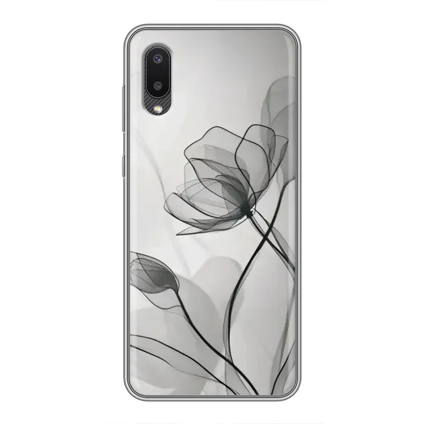 Чехол с принтом «Черные цветы» для Samsung Galaxy A02