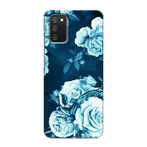 Чехлы (ART) Цветы на Samsung Galaxy A02s (VPrint) (Голубые Бутоны)