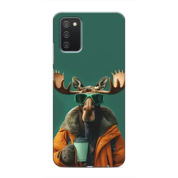 Чехол с принтом «Лось с кофе» для Samsung Galaxy A02s