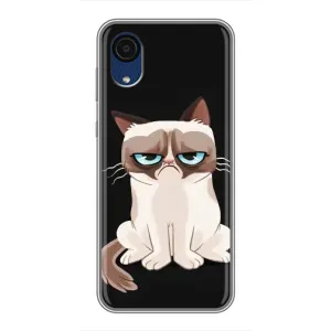 Чехол с принтом для Samsung Galaxy A03 Core (AlphaPrint) Модные коты (Грустный кот)
