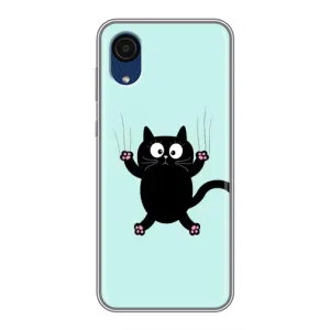 Чехол с принтом для Samsung Galaxy A03 Core (AlphaPrint) Модные коты (Падающий кот)