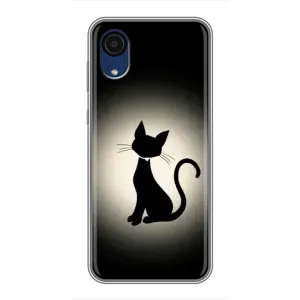 Чехол с принтом для Samsung Galaxy A03 Core (AlphaPrint) Модные коты (Силуэт котика)