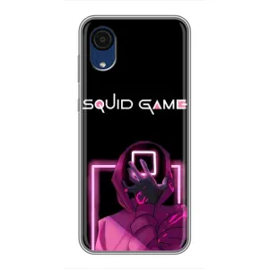 Чехол Гра в кальмара для Samsung Galaxy A03 Core (Неоновый охранник игры)