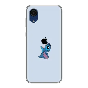 Чехол с принтом Стич на Samsung Galaxy A03 Core (Stitch apple)