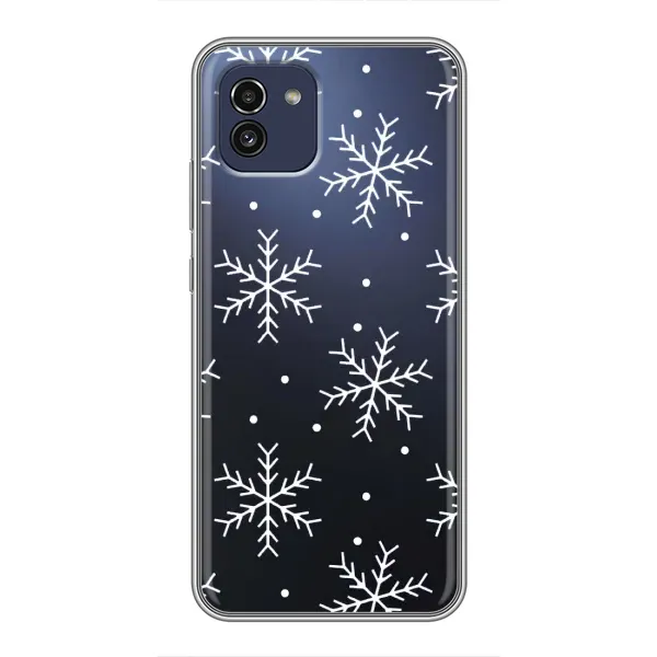Чехол с принтом «Белые снежинки» для Samsung Galaxy A03 (A035)