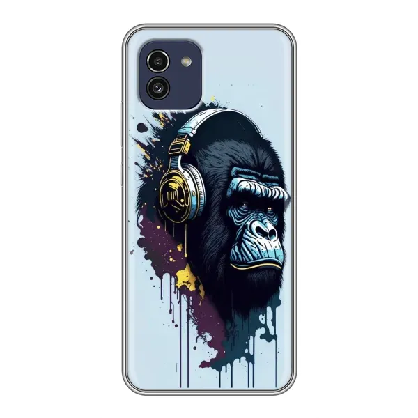 Чехол с принтом «Горилла в наушниках» для Samsung Galaxy A03 (A035)