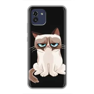 Чехол с принтом для Samsung Galaxy A03 (A035) (AlphaPrint) Модные коты (Грустный кот)