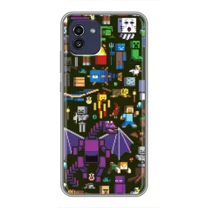 Чехол Майнкрафт на Samsung Galaxy A03 (A035) (AlphaPrint) Minecraft (Коллаж Майнкрафт)