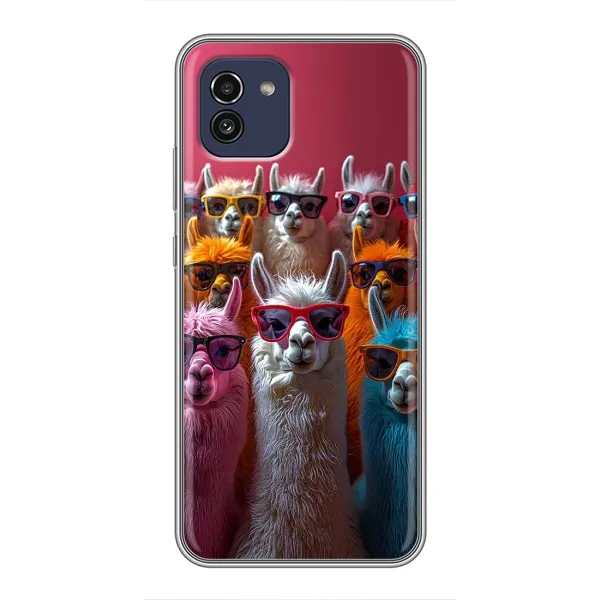 Чехол с принтом «Ламы в очках» для Samsung Galaxy A03 (A035) Чехол с принтом «Ламы в очках» для Samsung Galaxy A03 (A035)