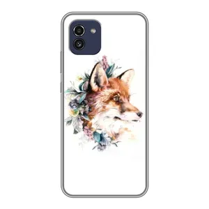 Чехлы с картинкой Лисички для Samsung Galaxy A03 (A035) (VPrint) (Лисичка в цветочках)