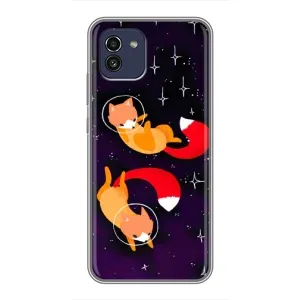 Чехлы с картинкой Лисички для Samsung Galaxy A03 (A035) (VPrint) (Лисички космонавты)