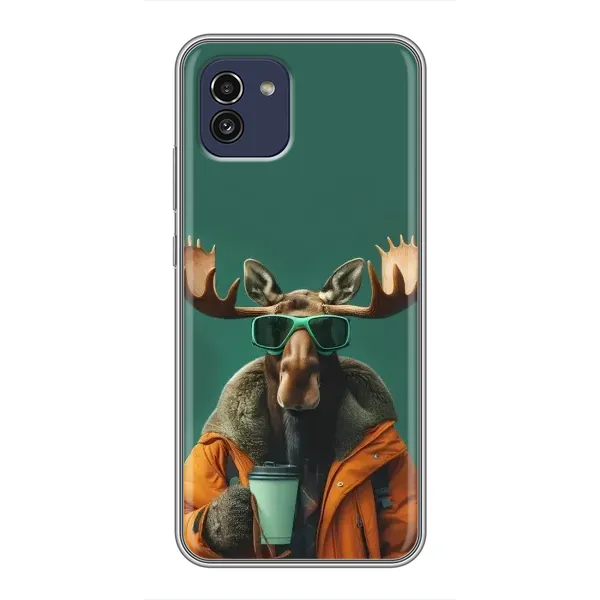 Чехол с принтом «Лось с кофе» для Samsung Galaxy A03 (A035) Чехол с принтом «Лось с кофе» для Samsung Galaxy A03 (A035)