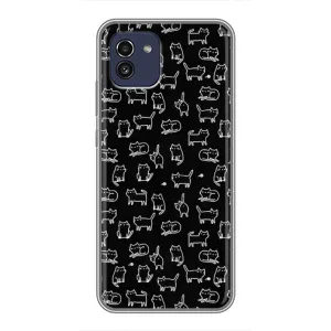 Чехол с принтом для Samsung Galaxy A03 (A035) (AlphaPrint) Модные коты (Меленькие котики)