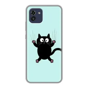 Чехол с принтом для Samsung Galaxy A03 (A035) (AlphaPrint) Модные коты (Падающий кот)