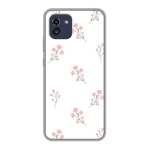 Чехол с розовым рисунком для Samsung Galaxy A03 (A035) (Розовые цветы)