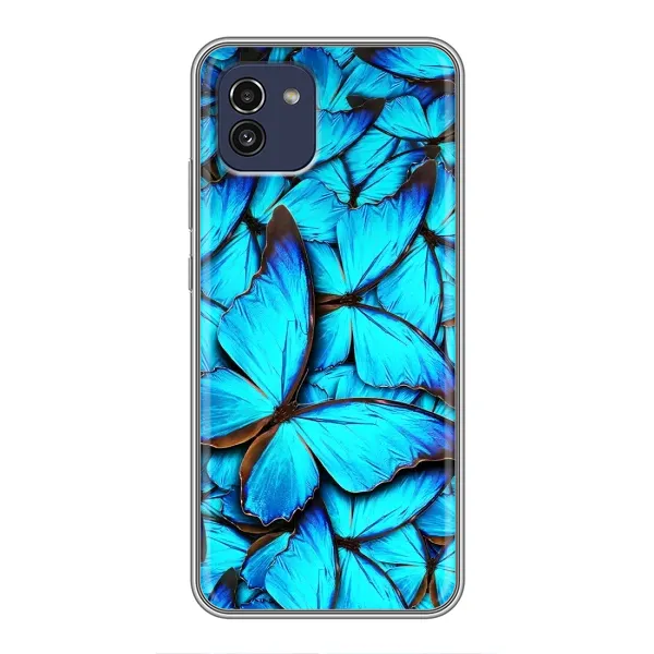Чохол з принтом «Сині метелики» для Samsung Galaxy A03 (A035)