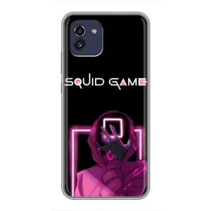 Чехол Гра в кальмара для Samsung Galaxy A03 (A035) (Неоновый охранник игры)
