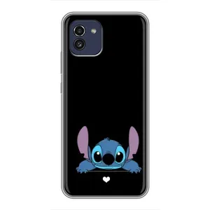 Чехол с принтом Стич на Samsung Galaxy A03 (A035) (Стич на черном)