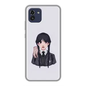 Чехлы Венсдей на Samsung Galaxy A03 (A035) Уэнсдей (AlphaPrint) (Уэнздей и Вещь)