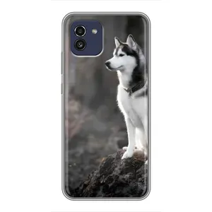 Чехол с Хаски для Samsung Galaxy A03 (A035) - (AlphaPrint) (Верный пес)