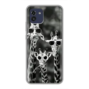 Силиконовый чехол с КАРТИНКАМИ лето для Samsung Galaxy A03 (A035) (AlphaPrint) (Жирафы в очках)