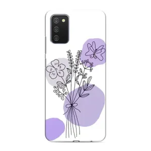 Силконовий чохол з принтом в квітах на Samsung Galaxy A03s (Букет фіолетова абстракція)