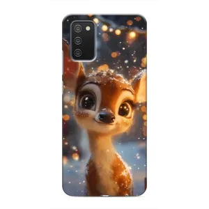 Яскравий чохол для Samsung Galaxy A03s з Зимові Оленята (Оленятко серед гірлянд)