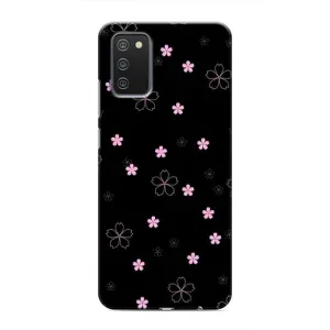 Чохол з розовим принтом для Samsung Galaxy A03s (Рожеві квіти на чорному)