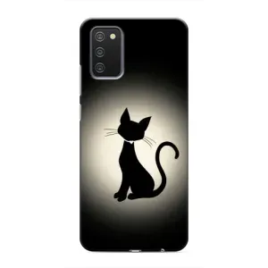 Чехол с принтом для Samsung Galaxy A03s (AlphaPrint) Модные коты (Силуэт котика)