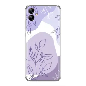 Силконовий чохол з принтом в квітах на Samsung Galaxy A04e (A042) (Фіолетове листя абстракція)
