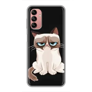 Чехол с принтом для Samsung Galaxy A04s (AlphaPrint) Модные коты (Грустный кот)