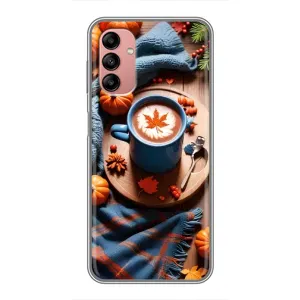 Чохол з унікальним дизайном 'Осінь з кавою' для Samsung Galaxy A04s (Кава і гарбузики)