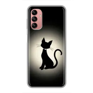 Чехол с принтом для Samsung Galaxy A04s (AlphaPrint) Модные коты (Силуэт котика)