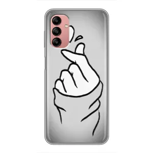 Чехол с принтом для Samsung Galaxy A04s (AlphaPrint - Знак сердечка) (Значок Love)