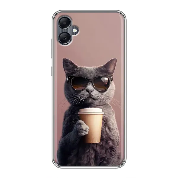 Чехол с принтом «Кот с кофе» для Samsung Galaxy A05 Чехол с принтом «Кот с кофе» для Samsung Galaxy A05