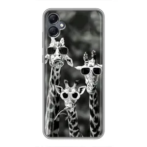 Силиконовый чехол с КАРТИНКАМИ лето для Samsung Galaxy A05 (AlphaPrint) (Жирафы в очках)