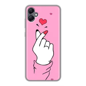 Чехол с принтом для Samsung Galaxy A05 (AlphaPrint - Знак сердечка)