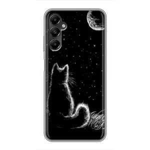 Чохол з принтом для Samsung Galaxy A05s (AlphaPrint) Модні коти (Котик і місяць)