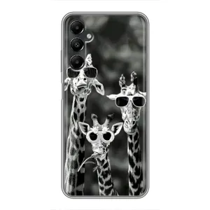 Силиконовый чехол с КАРТИНКАМИ лето для Samsung Galaxy A05s (AlphaPrint) (Жирафы в очках)