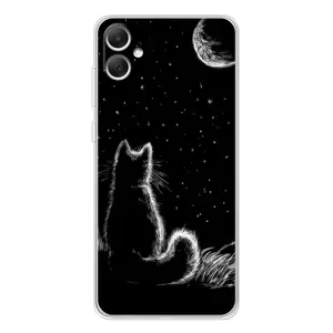 Чехол с принтом для Samsung Galaxy A06 (AlphaPrint) Модные коты (Котик и луна)