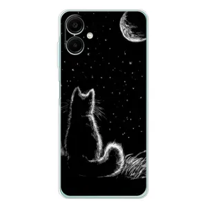 Чохол з принтом для Samsung Galaxy A07 (AlphaPrint) Модні коти (Котик і місяць)