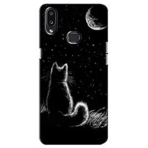 Чохол з принтом для Samsung Galaxy A10s (A107) (AlphaPrint) Модні коти (Котик і місяць)