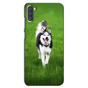 Чехол с Хаски для Samsung Galaxy A11 (A115) - (AlphaPrint) (Радостный Хаски)