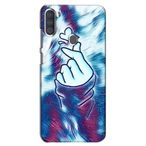Чехол с принтом для Samsung Galaxy A11 (A115) (AlphaPrint - Знак сердечка) (Радужное сердце)