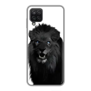 Чехлы с картинками животных Samsung Galaxy A12 (Черный ЛЕВ)